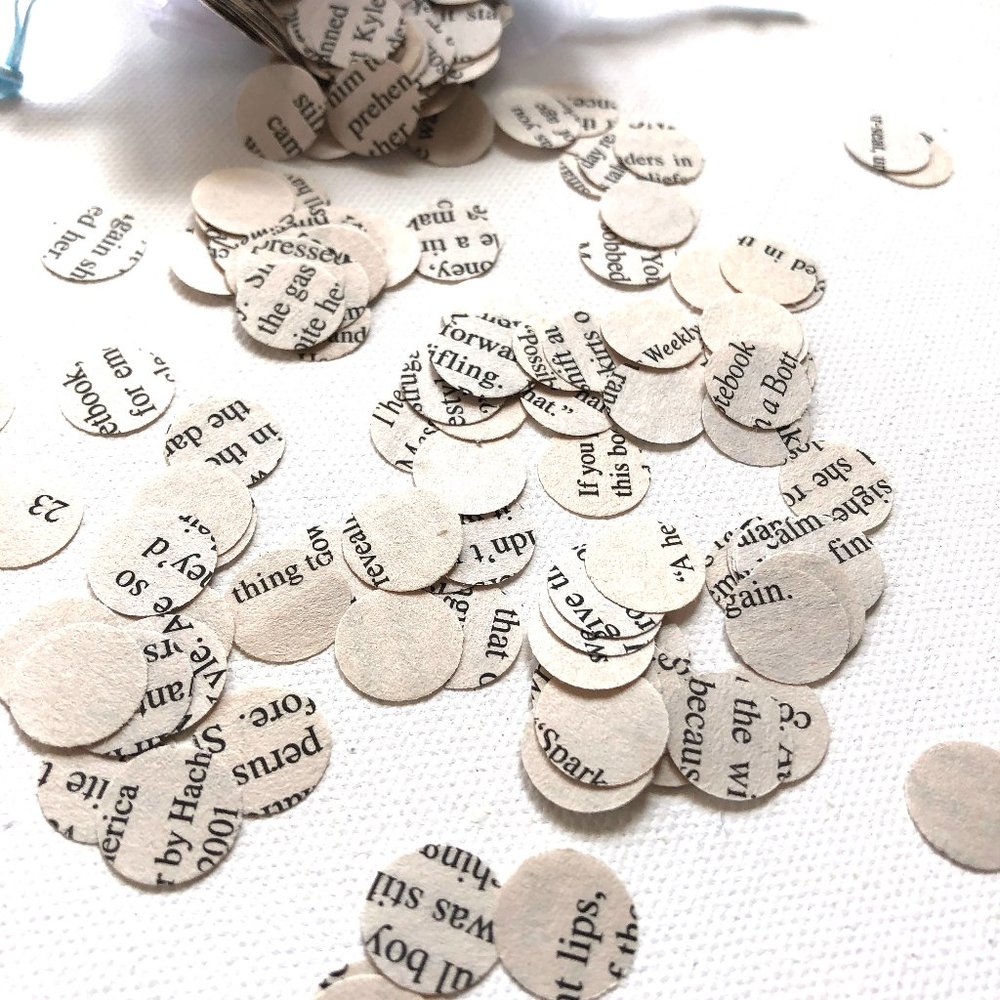 Recycled Hand Punched Book Page .5" Diameter Confetti- .25 oz bag